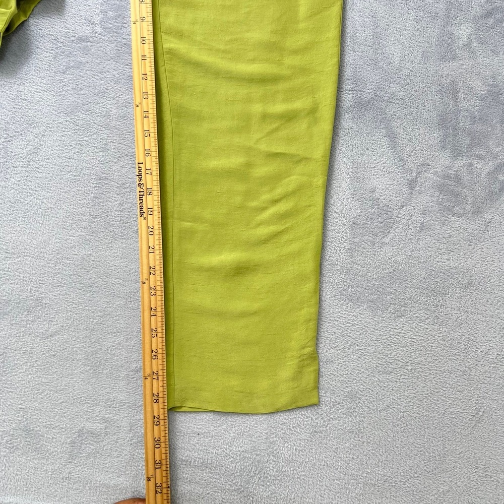 Eileen Fisher Silk Georgette Crepe Women's Straight Leg Pants Size S Green Matte - Picture 10 of 10